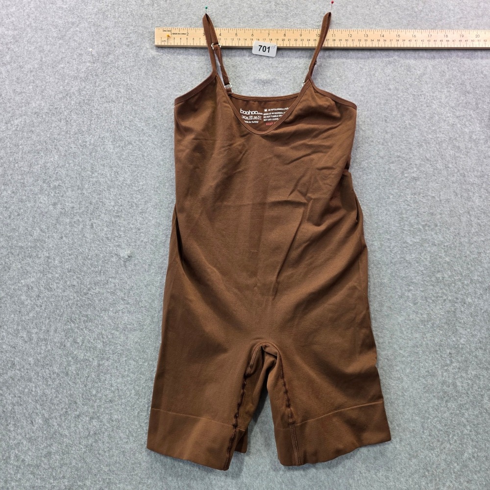 Boohoo Womens Seamless‎ Shapewear Bodysuit Brown Mid Thigh Shaper Size M